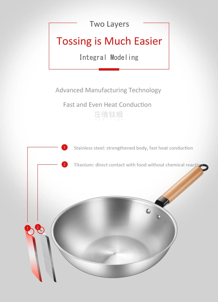 30cm Premium Quality Titanium Aluminum Steel Cooking Cookware Wok with Lid