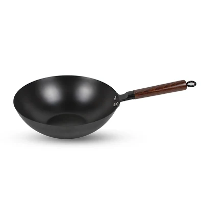 Venta caliente Wok Metal Acero al carbono Esmalte ligero Antiadherente Fry Wok chino